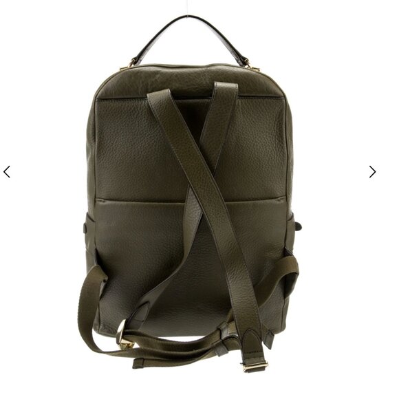 Henri Bendel West 57th Olive Green Leather Backpack, Discontinued Luxury RARE! - Picture 4 of 12